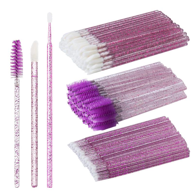 ANNAFRIS 1Pack 50Pcs Disposable Eyelash Brush Soft Head Crystal Eyebrow Brush Lash Extension Brush Mascara Wand Makeup Tool