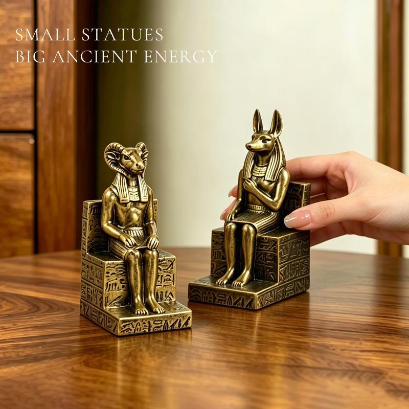Vintage Egyptian Anubis Ram Khnum Resin Statue Set Decorative Figurines For Home Living Room Tabletop Wall Display 2026 New