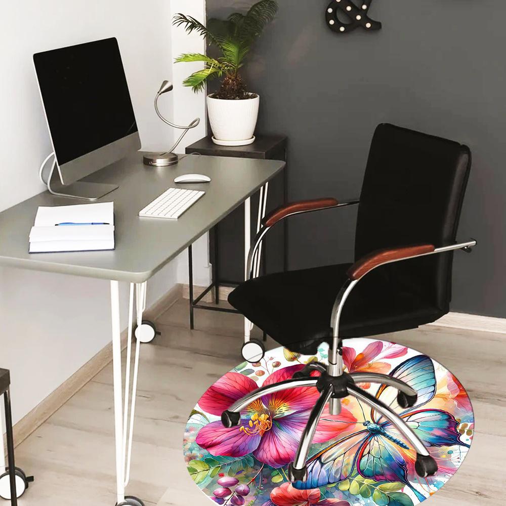 Butterflies And Flowers Painting Fashion Rug Nonslip Carpet Office Chair Mat Design For Office Decor Home Living Room Bedroom Giftt1