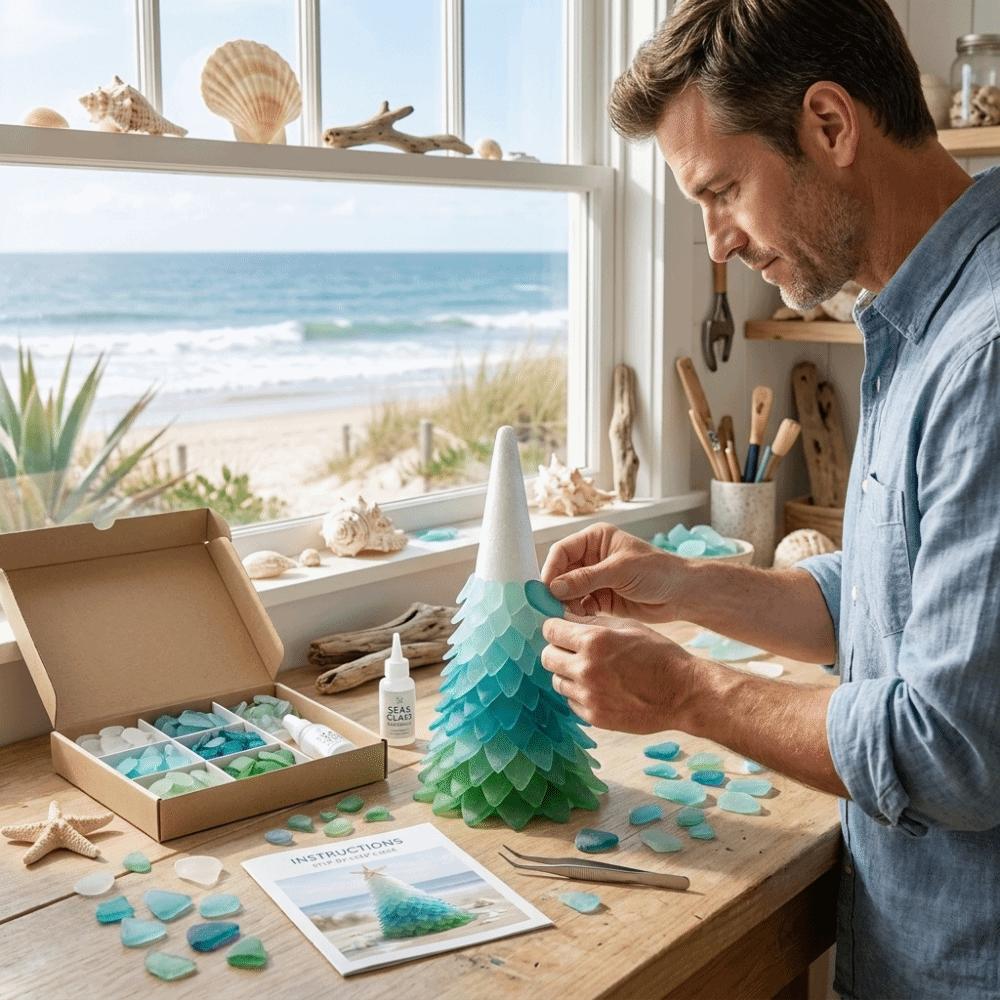 Handmade Sea Glass Tree Multi-Color Christmas Tree DIY Ornament Kids Gifts