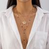 Sexy Long Y Shape Tassel Necklace For Women Gold Color Metal Flower Pendant Rainbow Beaded Chain Choker Girls Party Body Jewelry