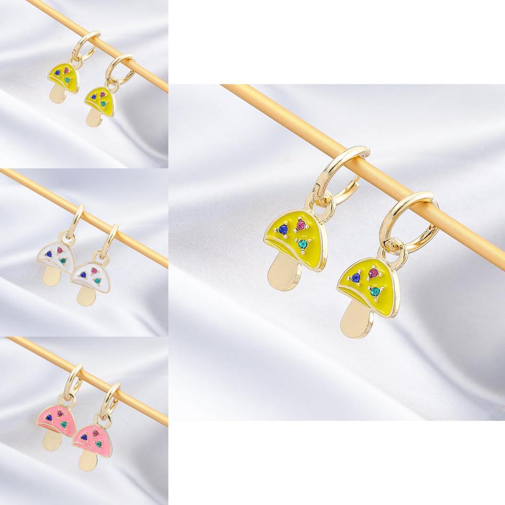 Elegant Alloy Geometric Asymmetrical Mushroom Earrings For Women In Fashionable Colors