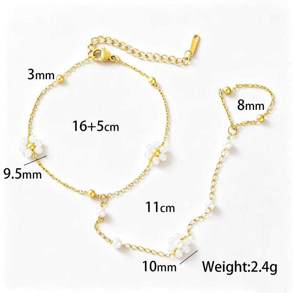 Gold-Plated Double Layer Thin Chain Stainless Steel Hand Chain Jewelry