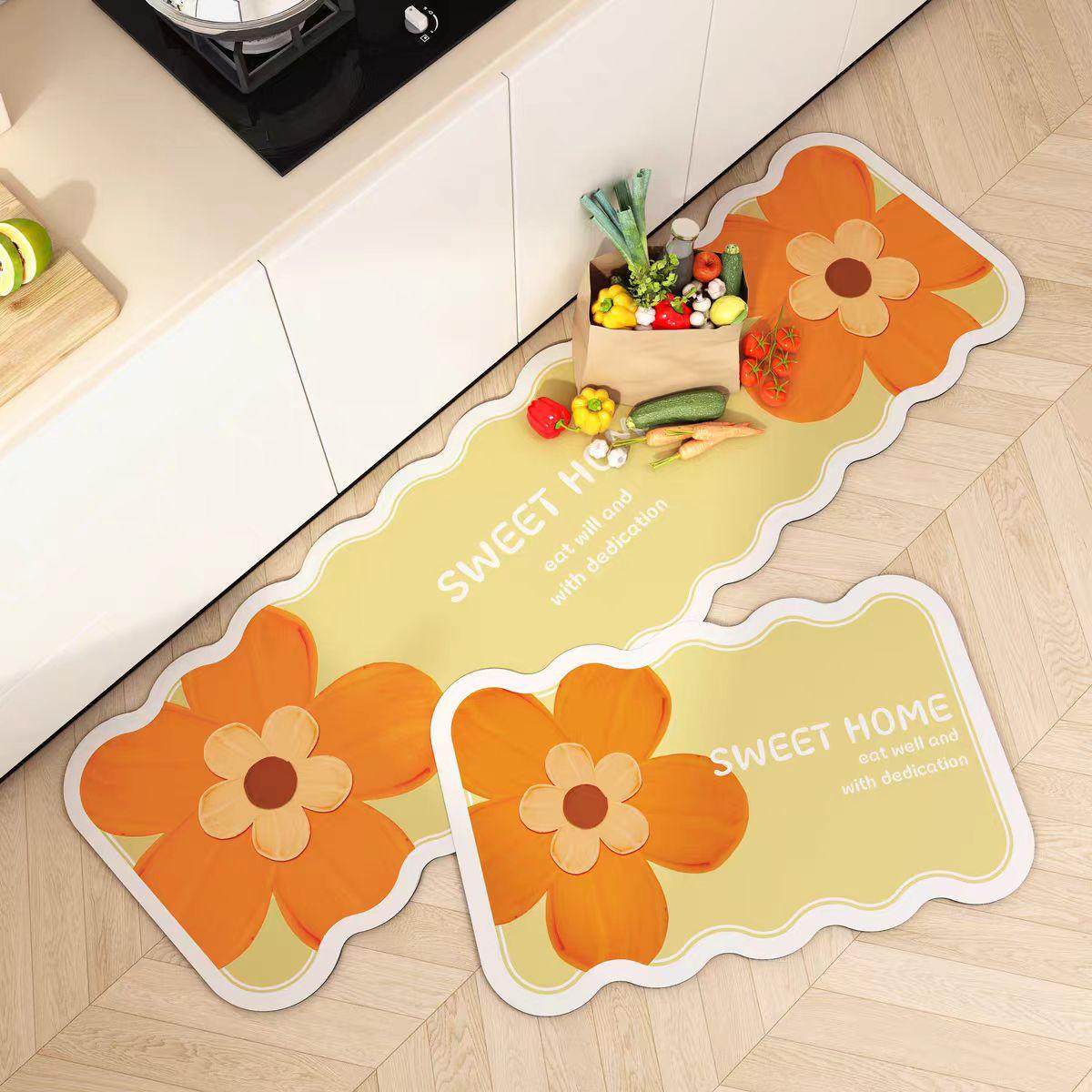 

Irregular Easy-Care Kitchen Mat - Wear-Resistant, Water-Absorbing, Anti-Slip, Fresh Style Diatomaceous Earth Mat for the Home 40x60 cm