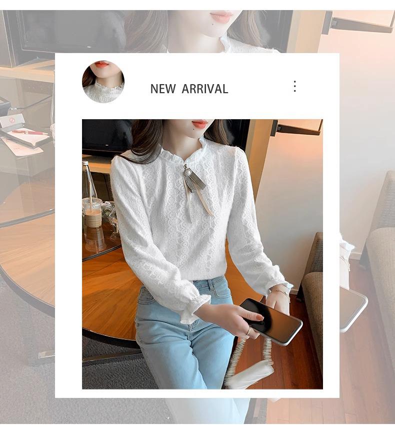 Women's Autumn/Winter Lace Half-High Neck Shirt with Velvet - 2023 Trendy Innerwear Fashion Top