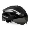 Casco de Bicicleta de Carretera Recargable Superide para Hombres y Mujeres Casco de Ciclismo con Visera y Luz Trasera Casco Deportivo para Bicicleta de Montaña MTB con Gafas