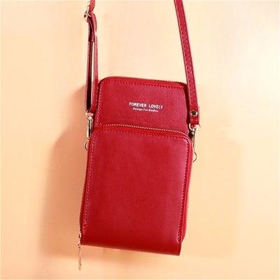 Damska mała torebka crossbody na telefon, mini portfel na ramię ze skóry PU na zamek błyskawiczny, portmonetka na telefon komórkowy z wieloma przegródkami