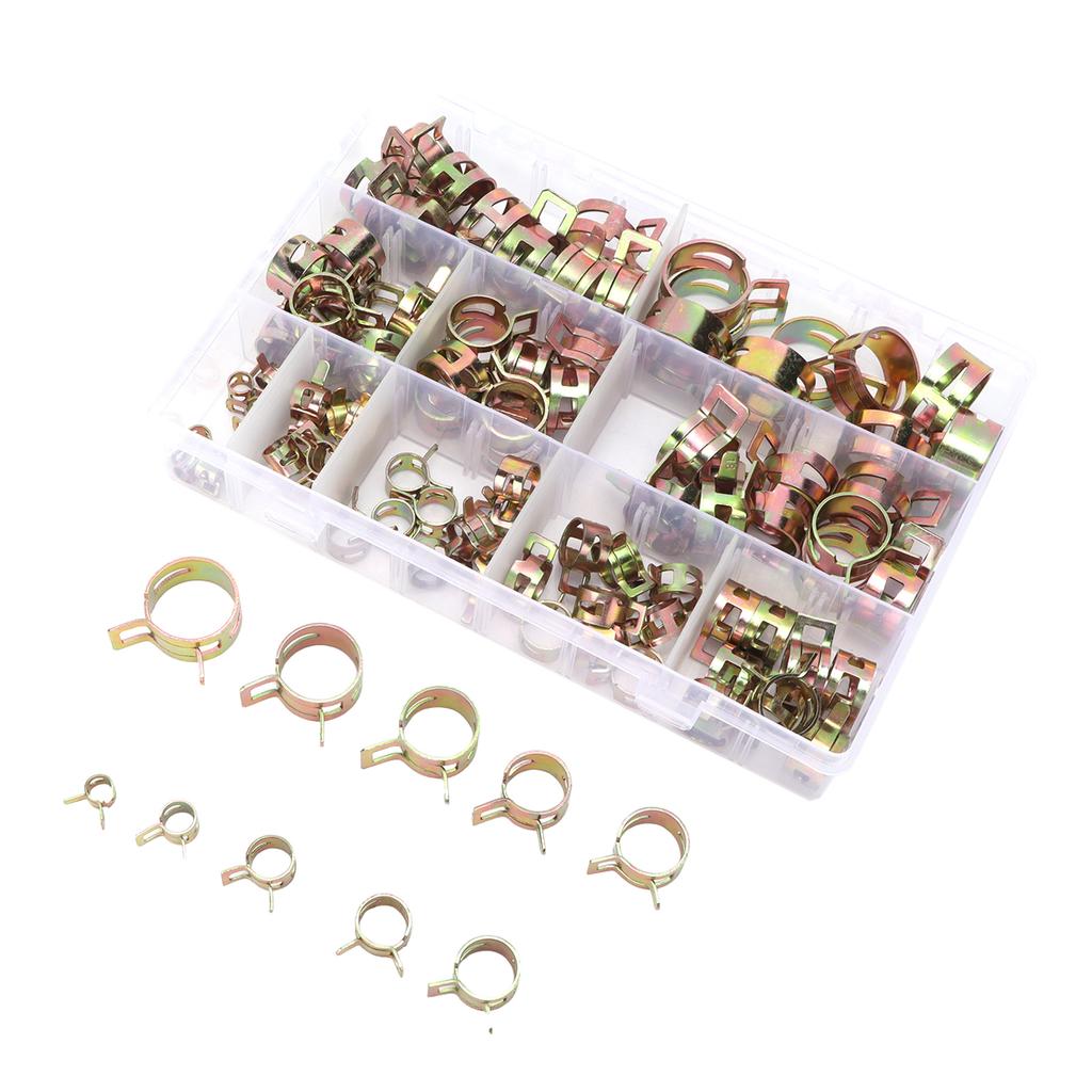 100pcs Spring Clips Clamps Assortment Kit for Air Hose Water Pipe Automotive Fuel Line