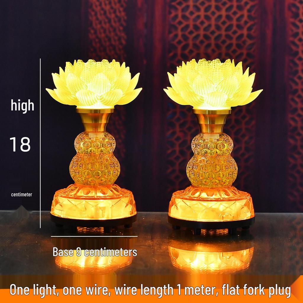 Lotus Guanyin Bodhisattva LED Offering Lamp with Heart Sutra