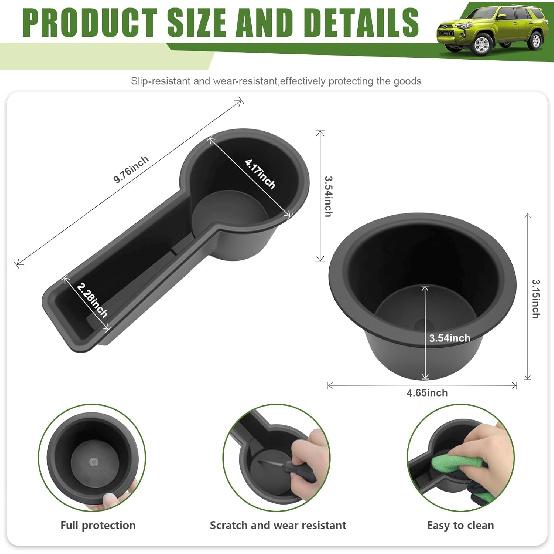 Upgrade Cup Holder Erts For 2014-2024 Toyota 4Runner Center Console Cupholder Coaster Liner Replaces Mat For 4 Runner Interior Accessories