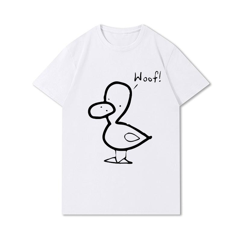 Letní trička větší velikosti pro ženy Whisling Duck Potištěné Neformální tričko s krátkým rukávem Topy 100% bavlna Oversize O Trička s výstřihem