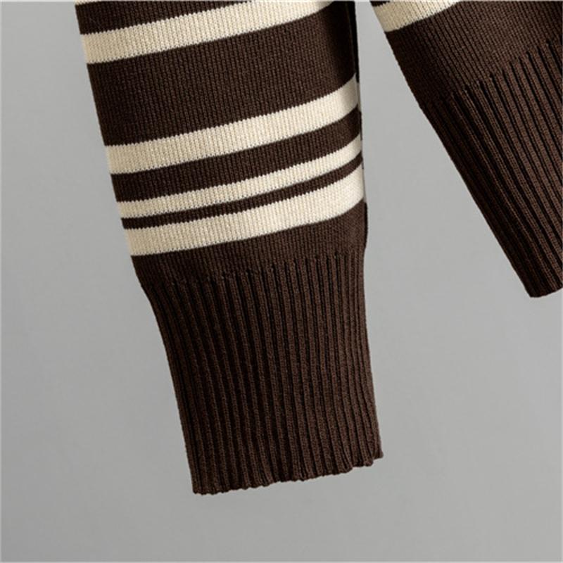 Women's Autumn And Winter Striped Sweater Set Casual Wide Leg Pants  Knitted Two Piece Set  Trendy