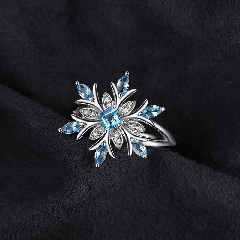 Flower Jewelry, Versatile Zircon Light Blue Ring For Women