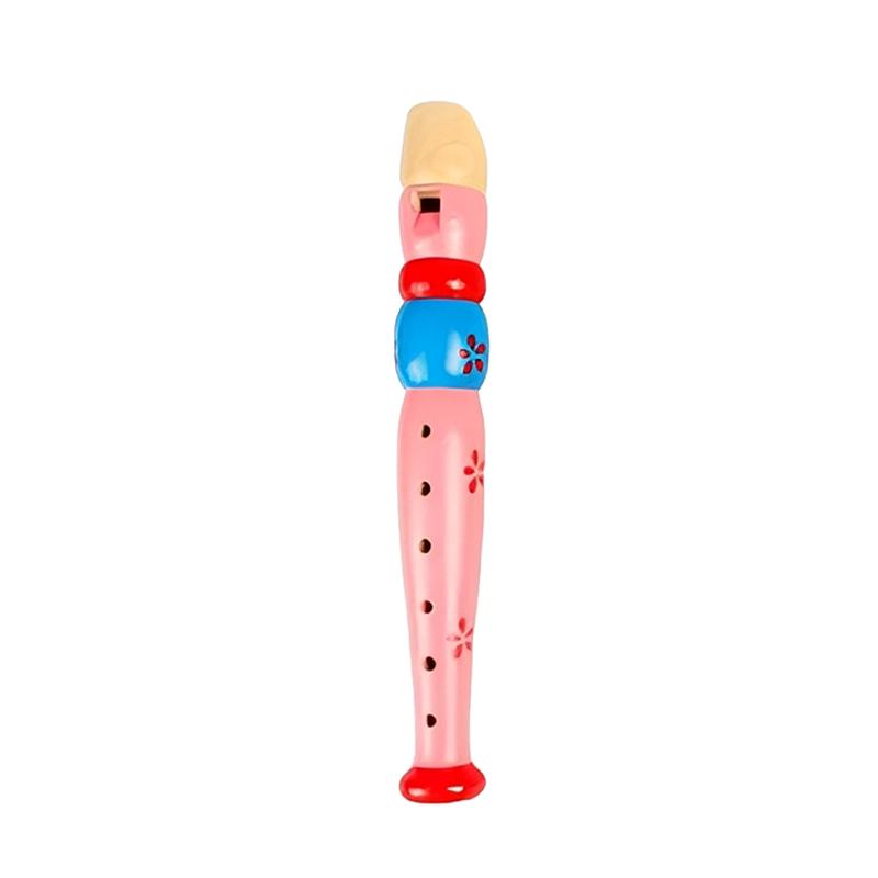 1PC 20cm Wooden Flute Colorful Children Music Instrument Trumpet Buglet Hooter Educational Learning Musical Toys for Kids TMZ