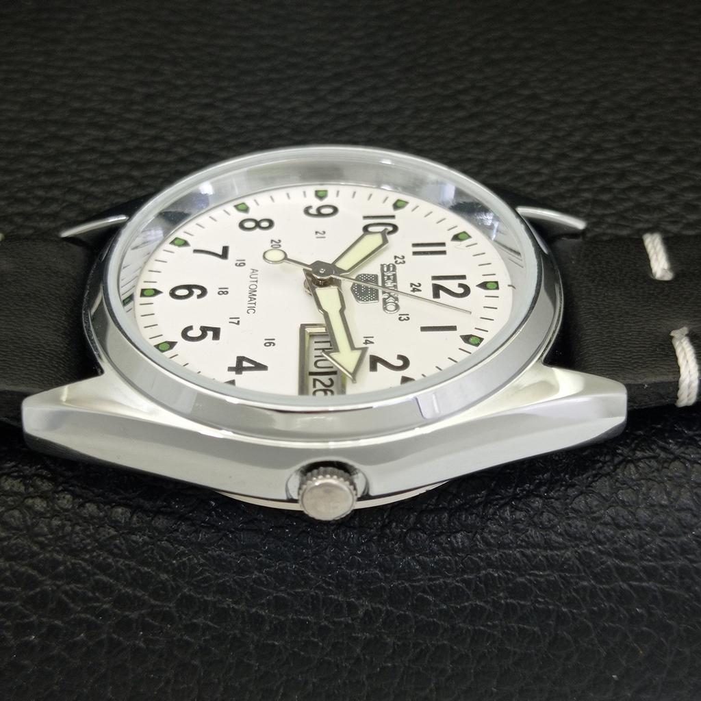 JAPAN VINTAGE REFURBISHED SEIKO 5 AUTOMATIC 6309A MENS WHITE WATCH a441694-1 Sk-a441694