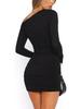 2026 Spring/Summer One-Shoulder Ruched Bodycon Dress - Women’s Long Sleeve, Sexy Slim Fit, Short European American Style