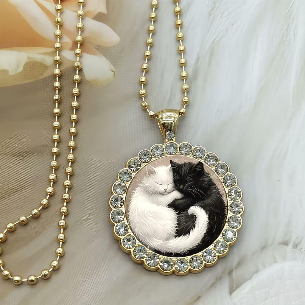 Black & White Cat Necklace - Versatile Festival Gift Jewelry