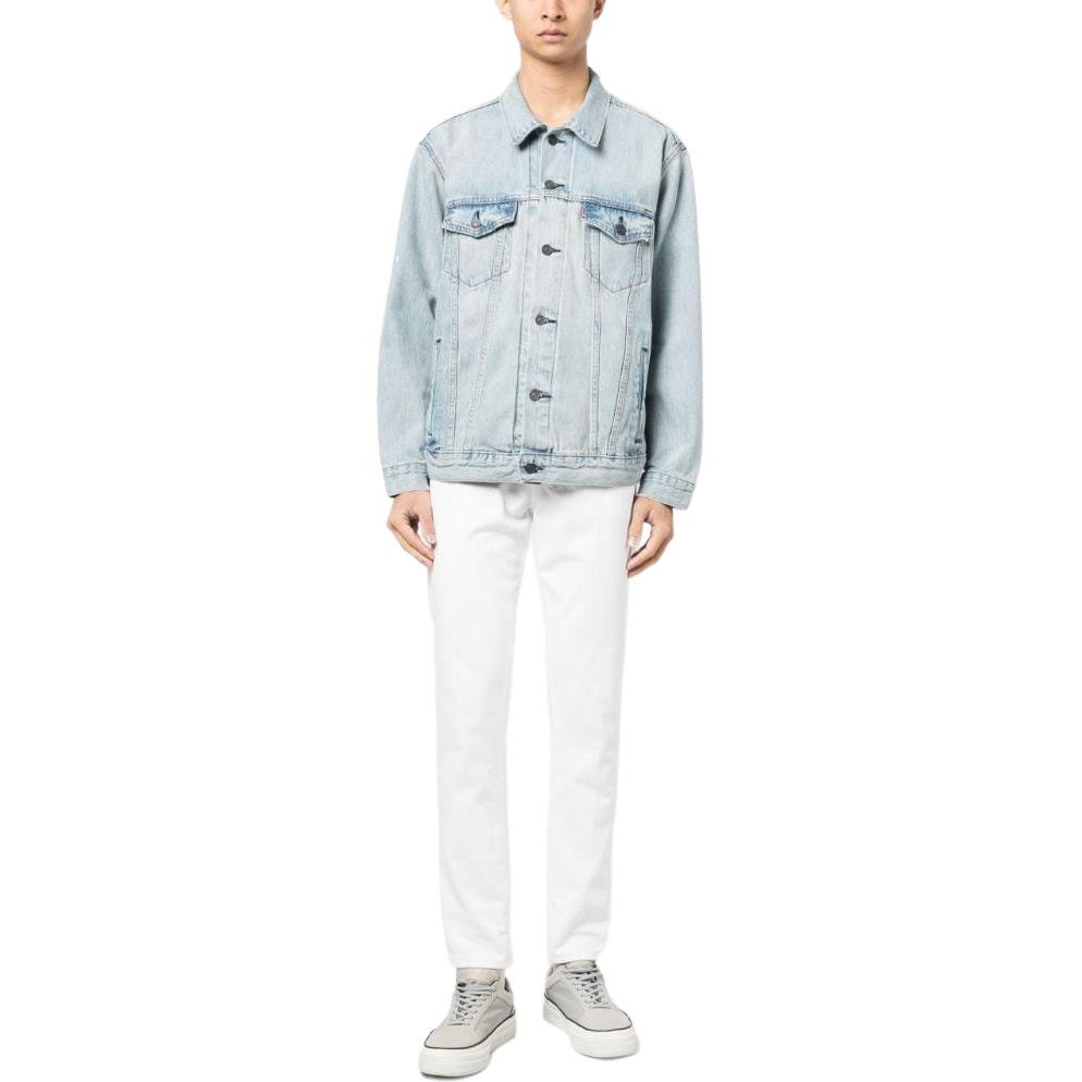 Levis Locker Unifarben Spitzkragen Einreihig Langarmjacke Herrenjacken Blau A5782-0002
