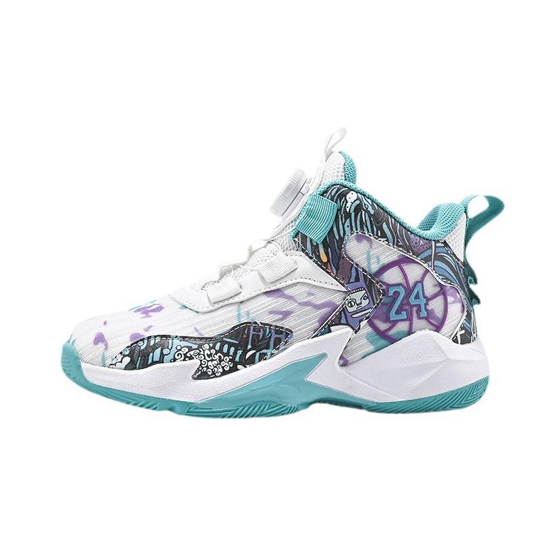 Children's professional basketball shoes 22 summer new rotating button student shock-absorbing sports shoes