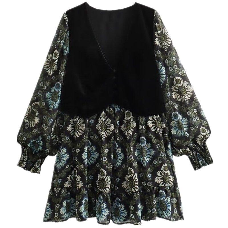 

Fashion Style 2023 Autumn New Women s Clothing Slimming Vest Stacked Print Dress 8778242 330 Picture color S