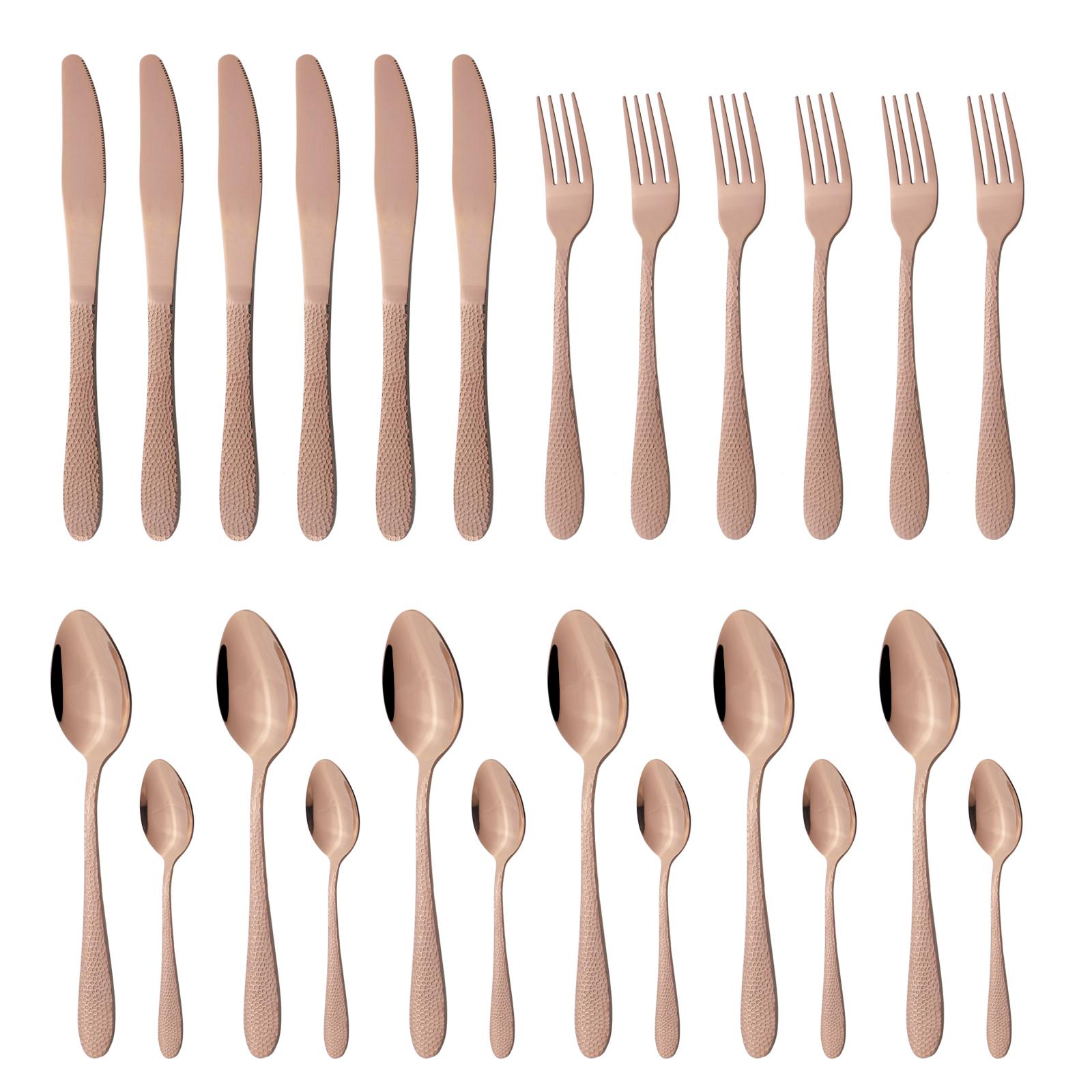 

6 компл. ножей, вилка, ложка, набор столовых приборов, красочные столовые приборы в стиле вестерн, посуда, столовая посуда из нержавеющей стали, набор столовых приборов для кухни и вечеринки ярко-розовый