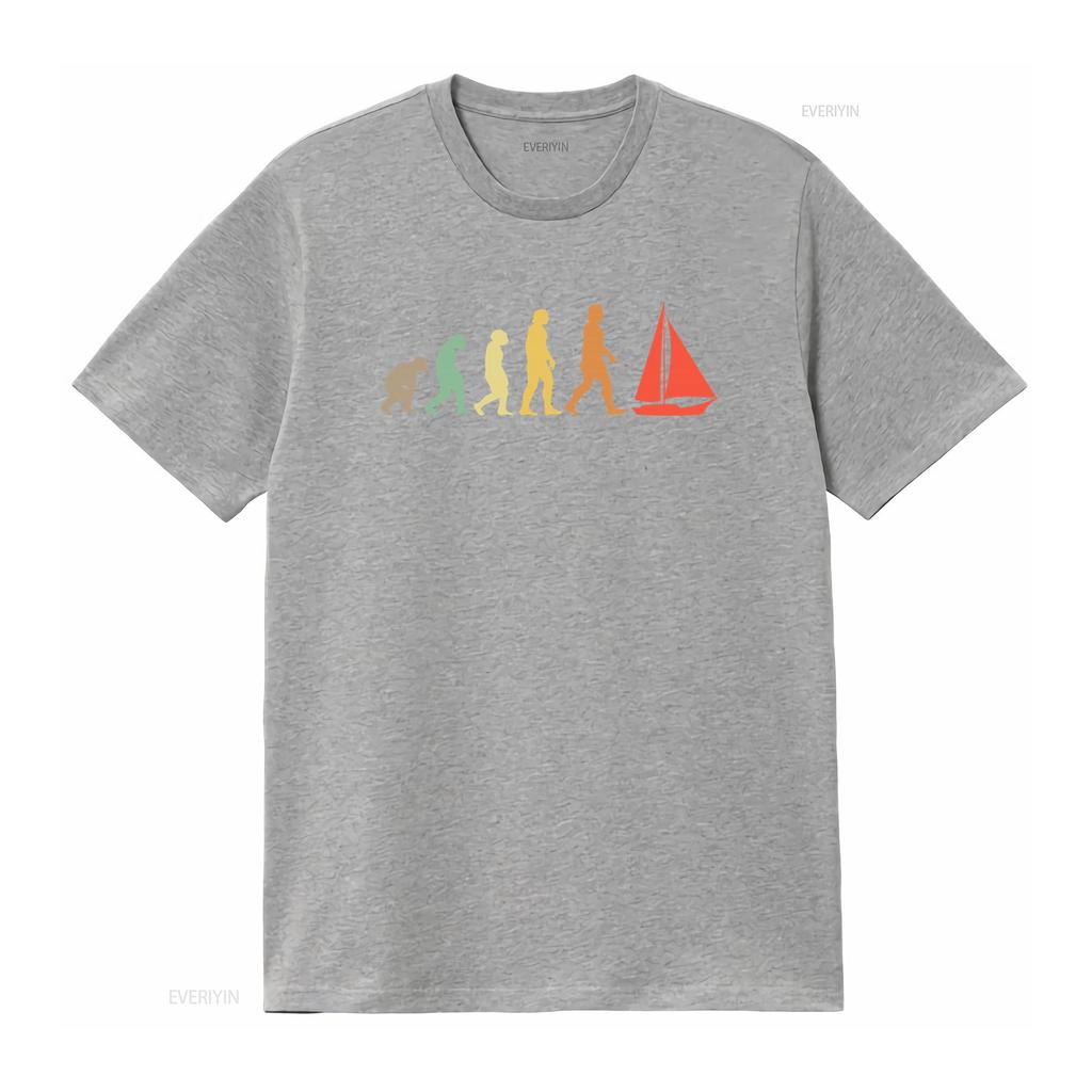 Sailing Evolution T Shirt for Men Funny Dad Lover Print Cool Design vintage Washed Versatile Casual Stretched homme Stylish