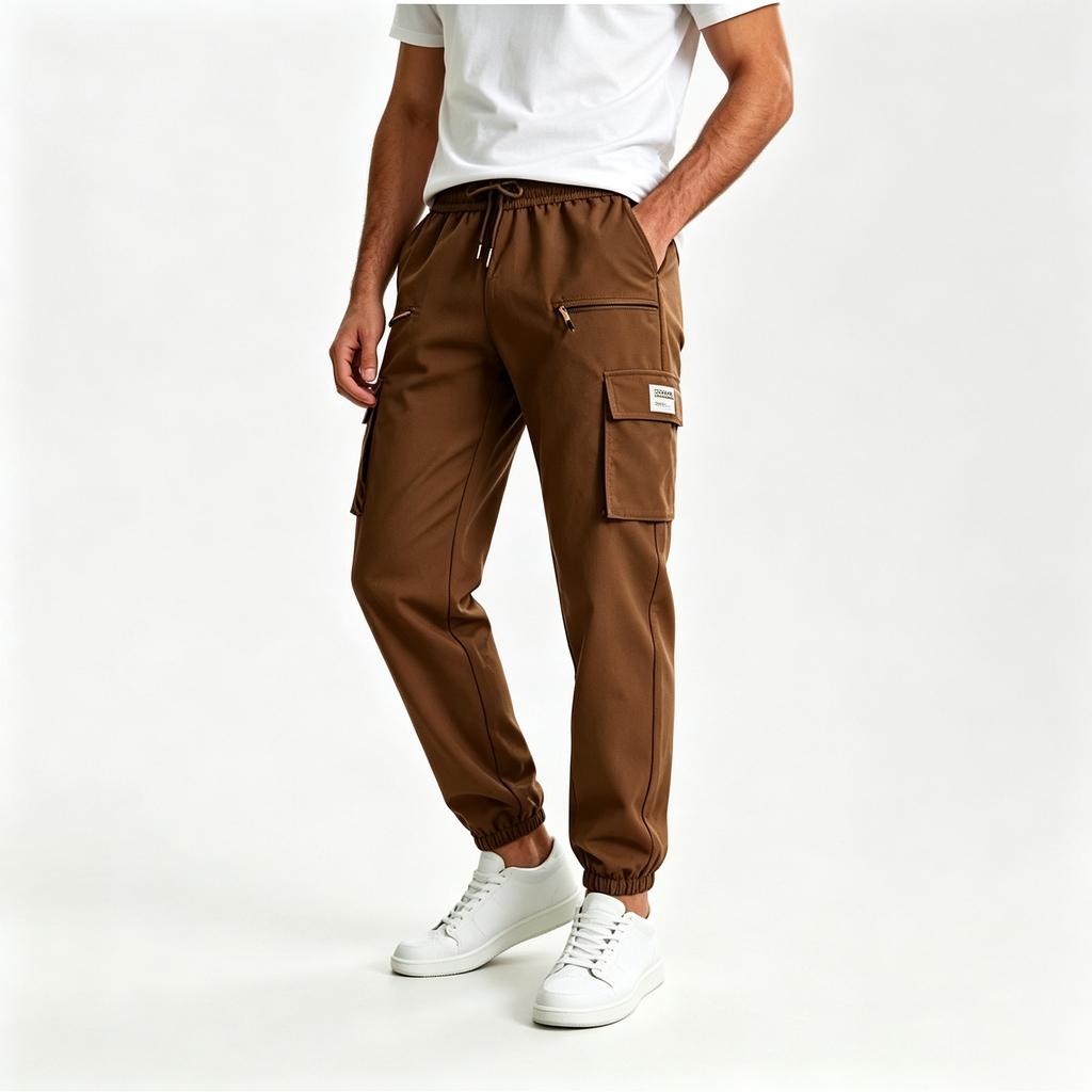 Men's Multi-Pocket Cargo Jogger Pants, Tapered Cuff Casual Sweatpants for Spring and Fall