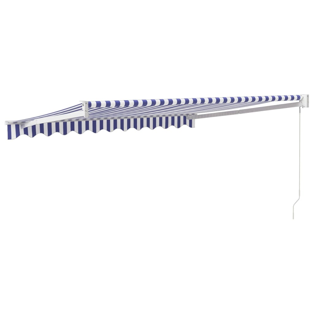 Retractable Awning Blue and White 3x2.5 M Fabric and Aluminum