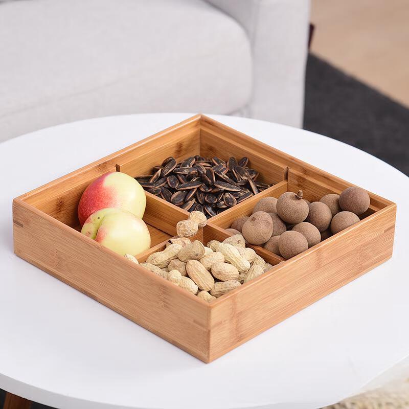 Bamboo Partitioned Snack & Fruit Box