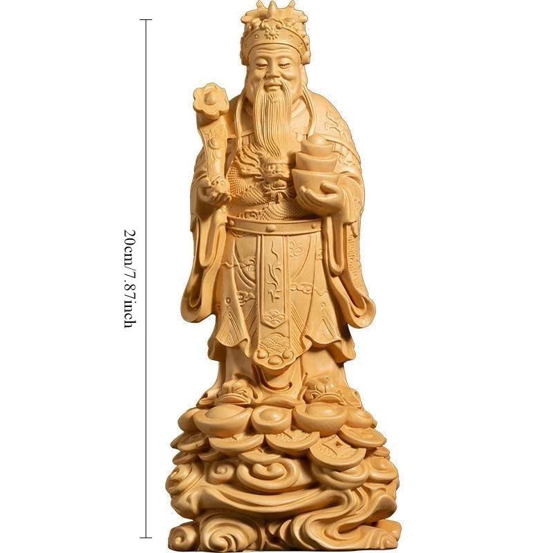 Arborvitae God of Wealth Ornament Wooden Handicrafts Creative Home Desktop Decoration Solid Wood Carving Holiday Gifts