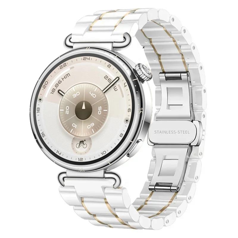 18mm Keramický+Kovový Řemínek Pro Huawei Watch 5/GT5 Pro 42mm GT6-5-4 41mm Špičkový Oficiální Náramek Pro Garmin Venu 4 41mm Correa