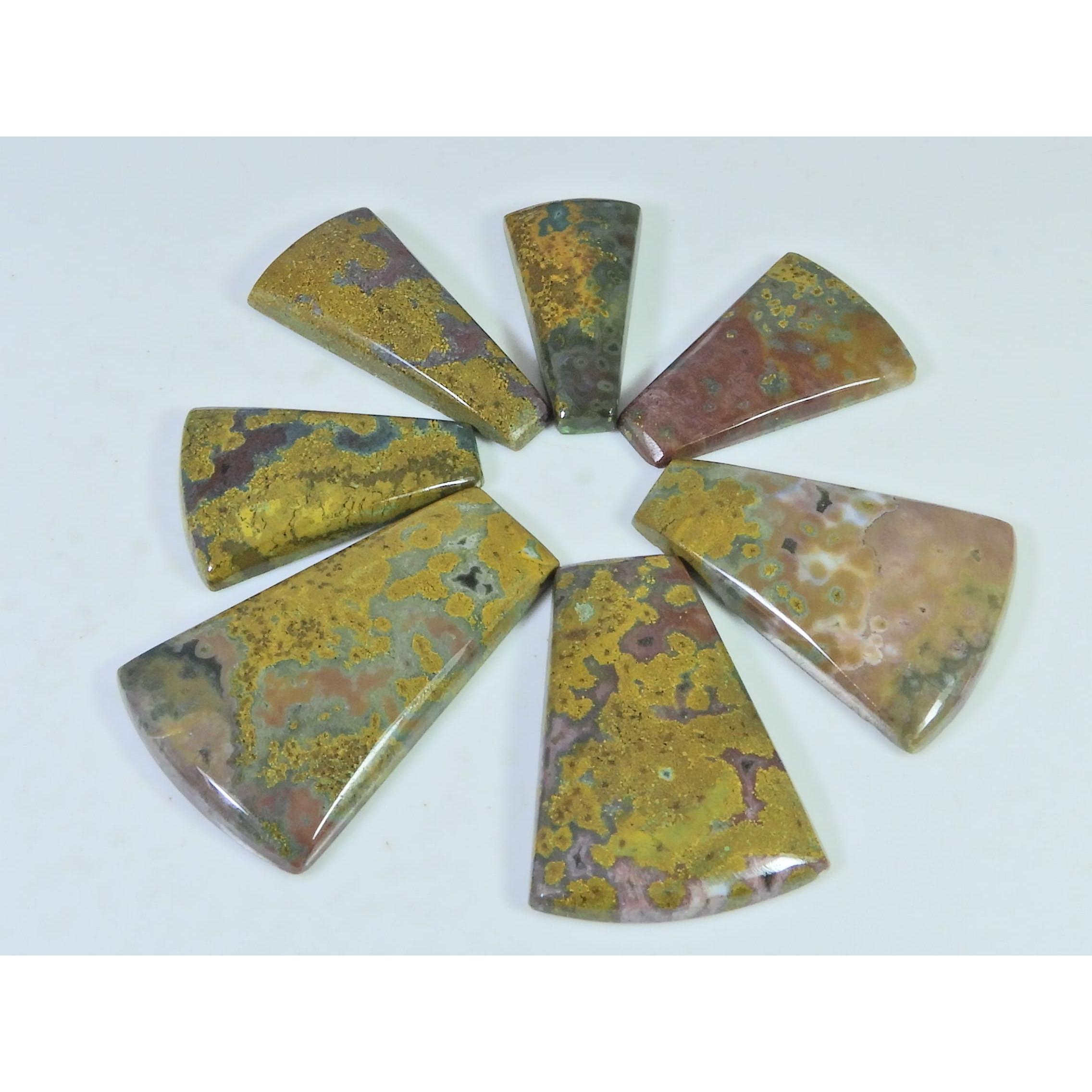 163Cts. Natural Ocean Jasper Fancy Cabochon Loose Gemstone 7Pcs Lot 27-38 MM C-1410