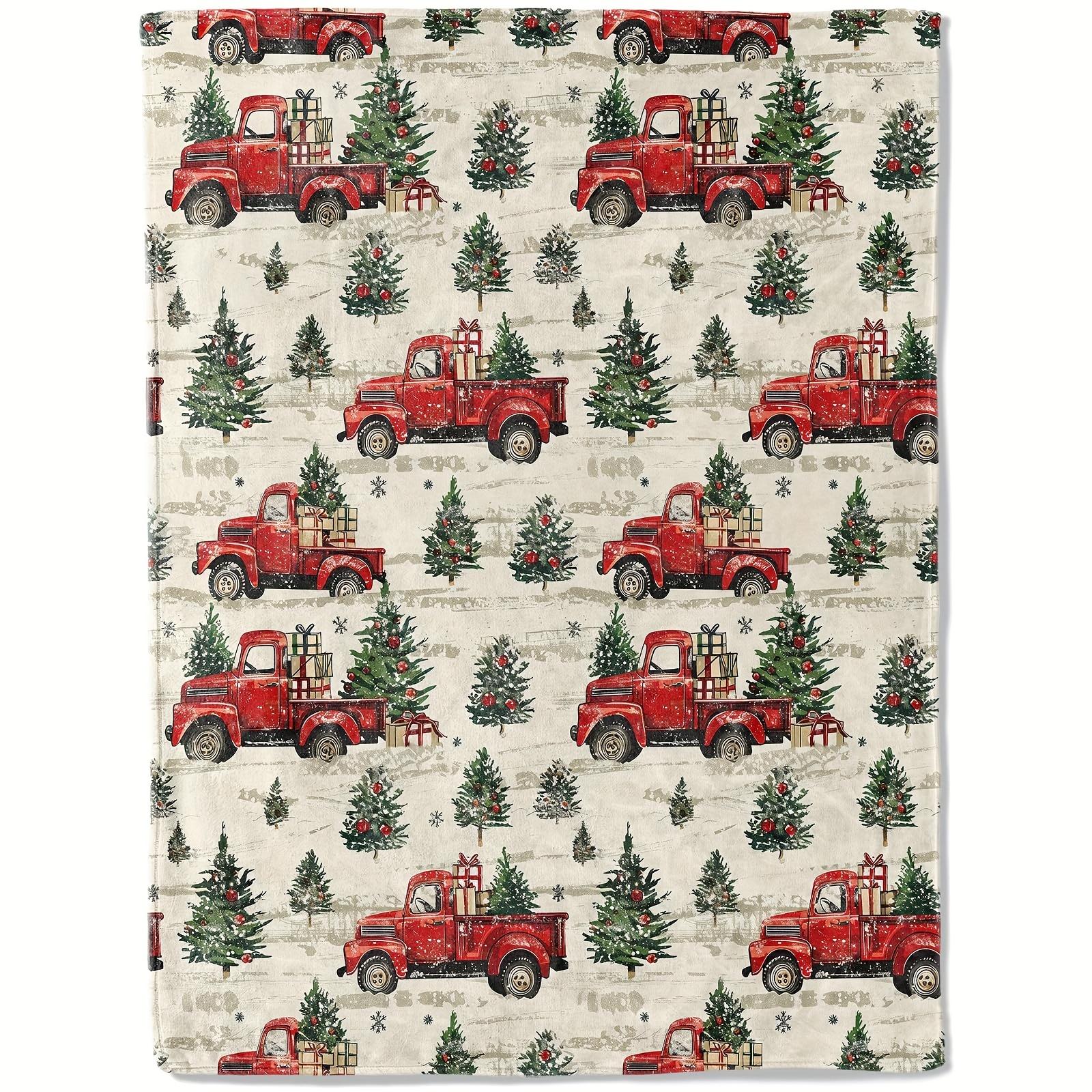 

Red Truck Christmas Blanket Soft Lightweight With Classic Truck and Tree Designs Suitable for Sofa Bedroom Decor Christmas Gifts 30x40in