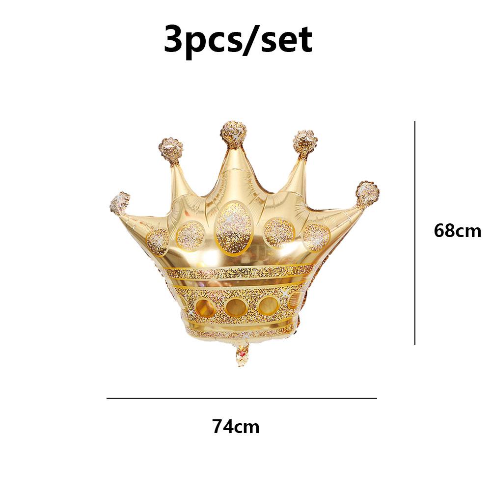 3-pack Kronballonger Set Guld Färg Folie Kronform Ballonger Dekoration Folieballonger, Jubileumsballonger Prinsessfödelsedag
