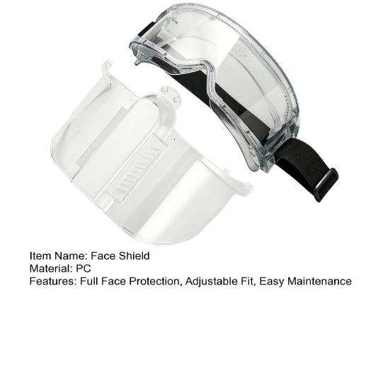 Återanvändbar Ansiktsskärm Helansikts Skyddsmask Klar Stänksäker Ansiktsmask Anti-dimma Säkerhetsglasögon för Matlagning Slipning Skärning