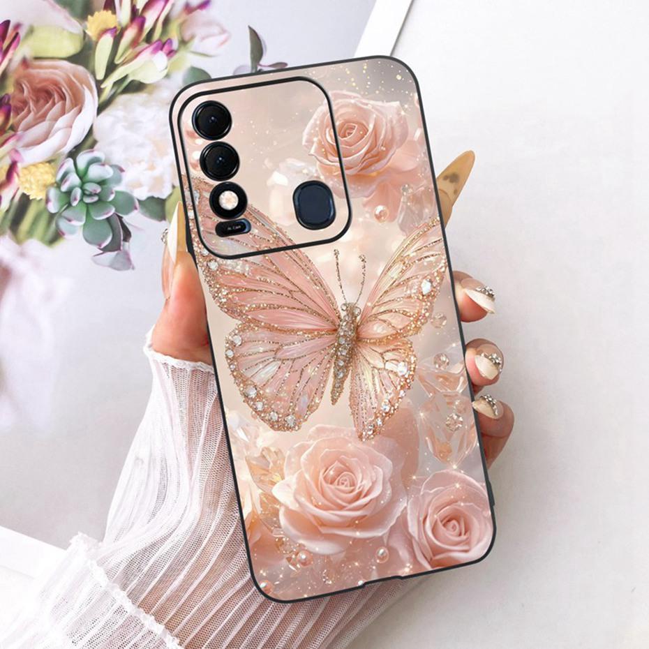 Cute Printing Phone Case For Tecno Spark 8 8T 8C Soft Black Silicone TPU Cases For Tecno Spark8 Spark8C Spark8T Covers Bumpers