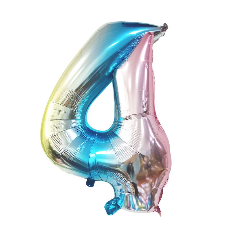 32 Inch Gradual Change Color Aluminum Film Digital, Medium Aluminum Film Digital Balloon Birthday Party Holiday Decoration