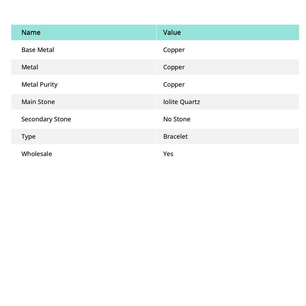 Iolite Quartz Gemstone Handmade Copper Wire Wrap Bracelet 7-8" D9B01