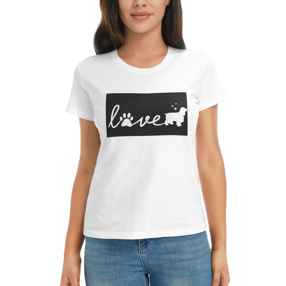 

Women TShirt Cocker Spaniel Love Dog Pet Lover Gift Summer Short Sleeve Tees ONeck Cotton T Shirts Clothes Tops Streetwear S