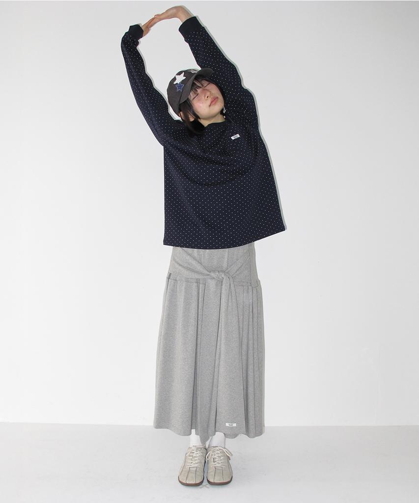 RONRON Strap Knot Long Skirt Gray