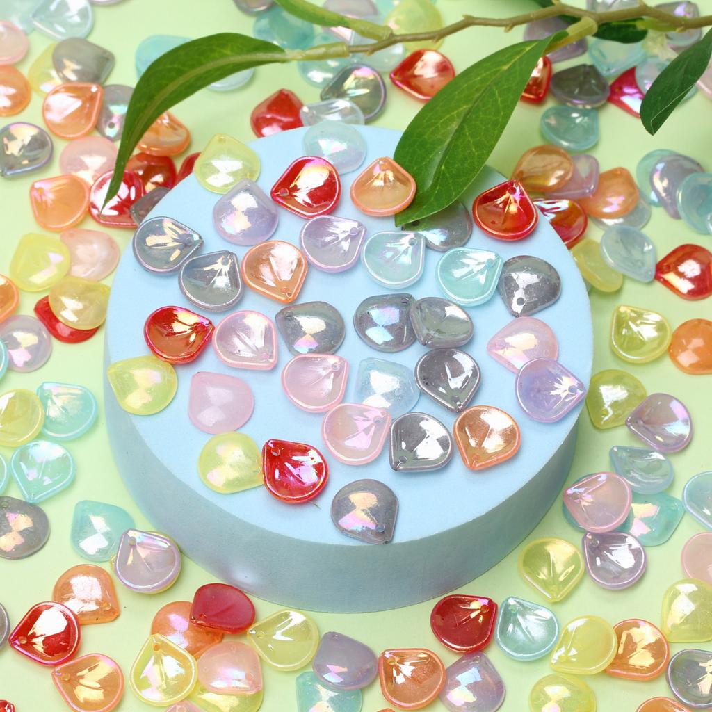 13.5*14.8mm 20pcs Acrylic AB Colors Flower Petals Beads Pendant DIY Hairpin Earrings Bracelet Accessories For Jewelry Making