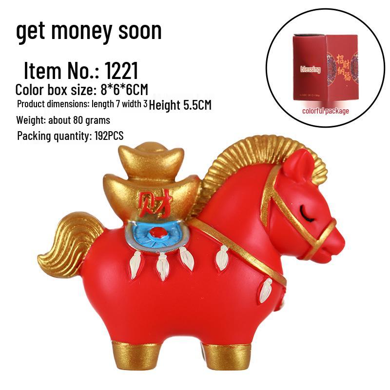 2026 Zodiac Horse Figurine: Get Rich New Year Ornament for Home or Office Display