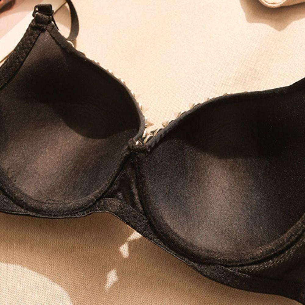 Punk Push Up Bra Deep-V Underwear for Women Fashion Y2k Rivet Bra Girl