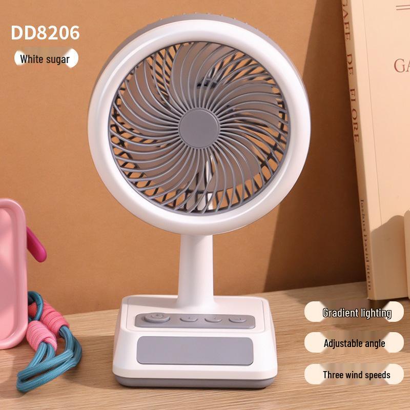 2026 USB Rechargeable Desktop Fan with Light and Three-Speed Adjustment Custom/Wholesale/Cross-border