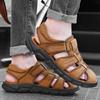 Classic Men Sandals Summer Genuine Leather Sandals For Men Outdoor Casual Luxury Sandal Retro Men Gladiator Shoes Big Size 38 -48