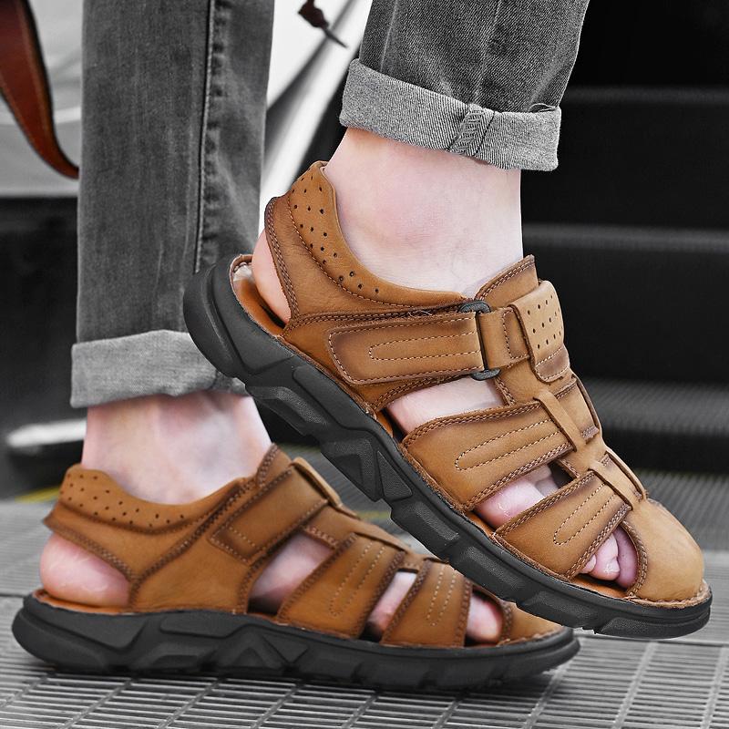 Classic Men Sandals Summer Genuine Leather Sandals For Men Outdoor Casual Luxury Sandal Retro Men Gladiator Shoes Big Size 38 -48