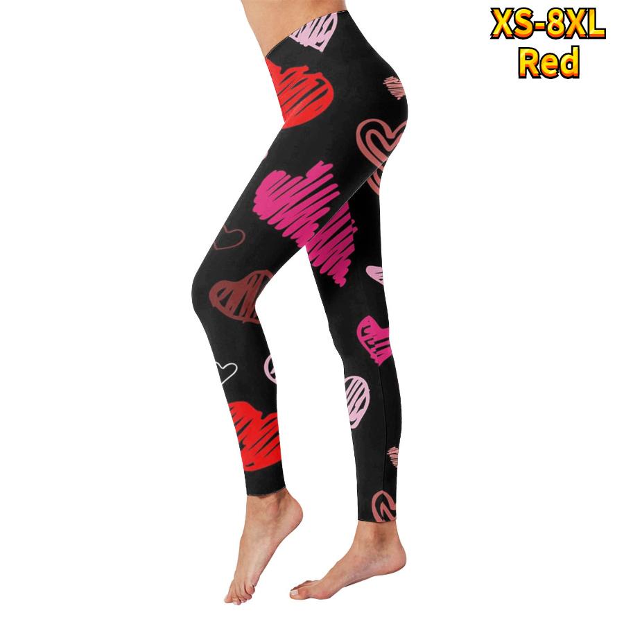 Womens Blue Love Prints Stretch Yoga Leggings Fitness Running Gym Sports Active Pants