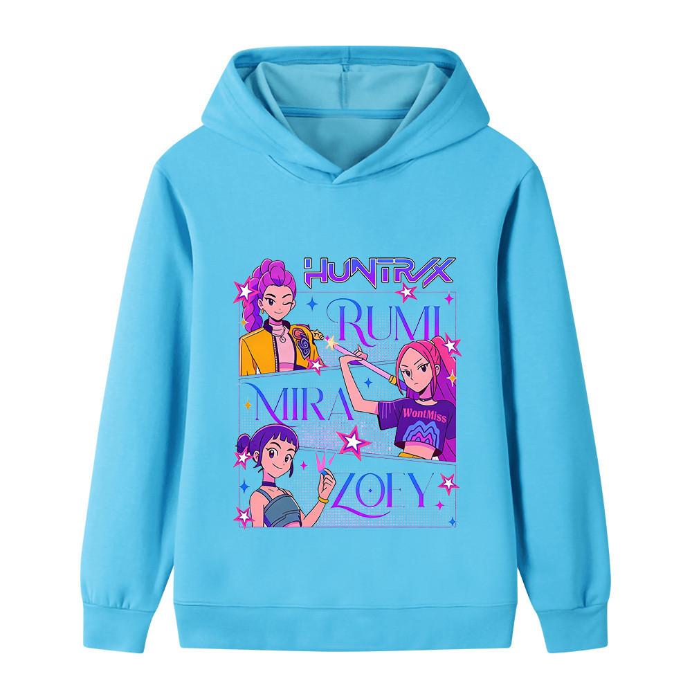 B1239 Kids Boys Girls Kpop Rumi Zoey Mira Print Long Sleeves Hoodie
