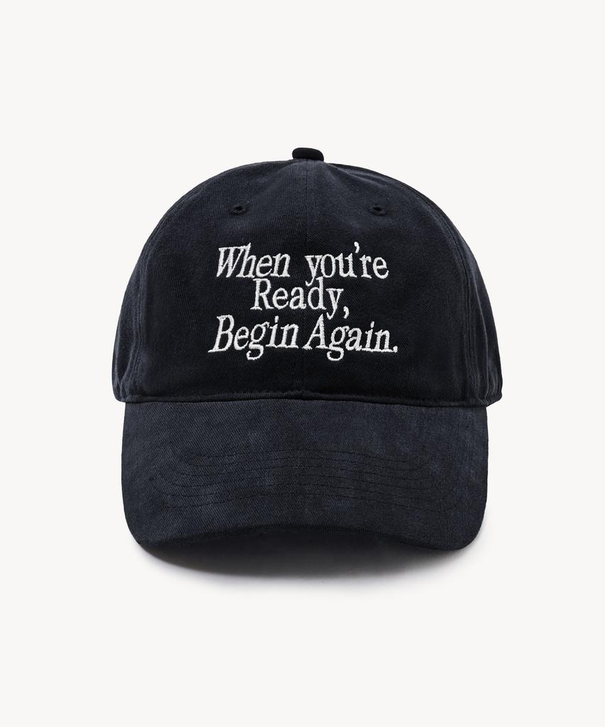 LADY VOLUME Begin Again Cotton Ball Cap (Black)