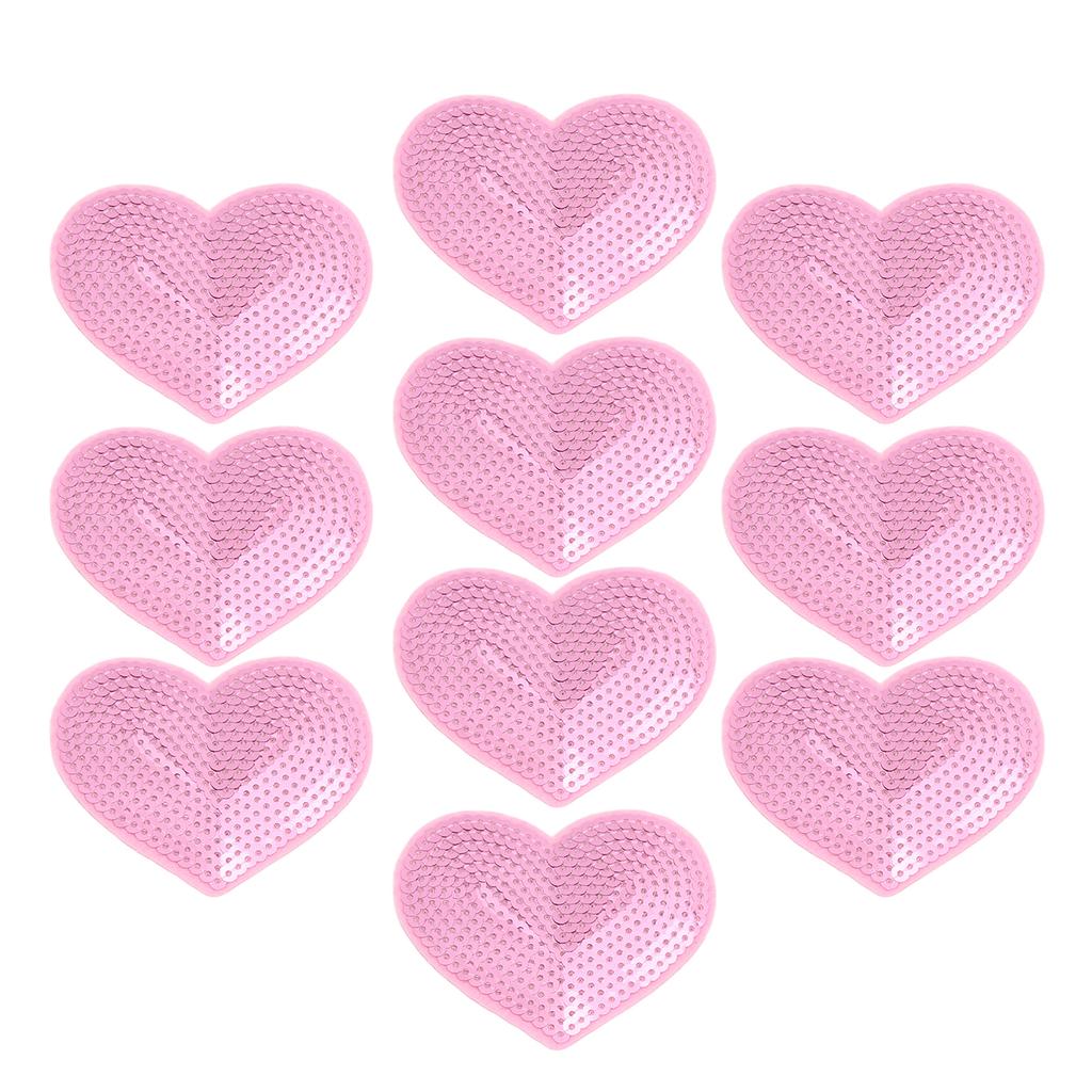10Pcs Iron On Patches Pink Heart Lightweight Durable Cotton Wide Application Iron Patches for Shirt Jean Jacket